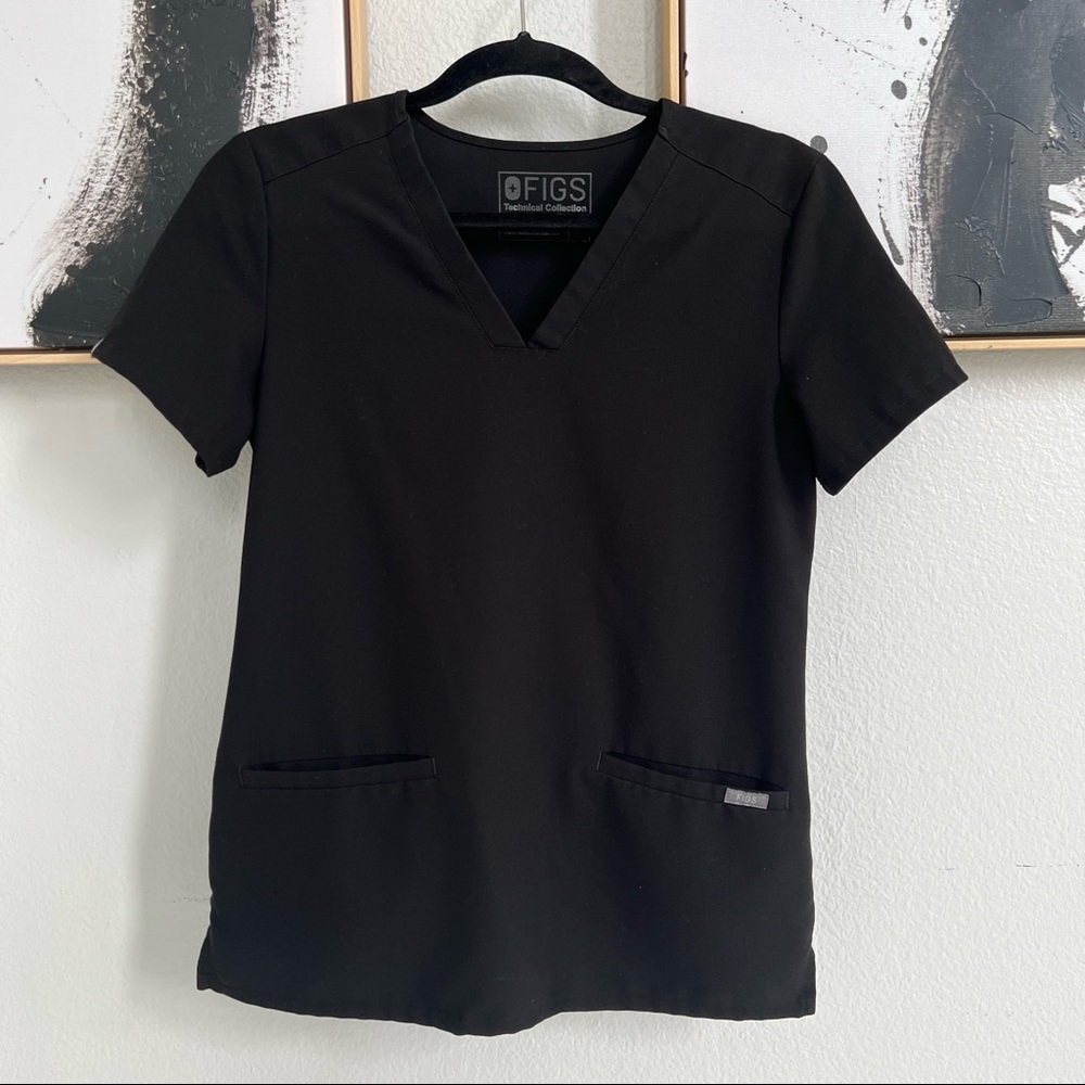 women's casma three-pocket scrub top - xxs - black